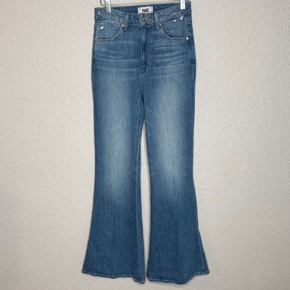 PAIGE Charlie Gabriella Distressed Flare Jeans Sz 26 Medium Wash Y2K Western - Picture 3 of 9